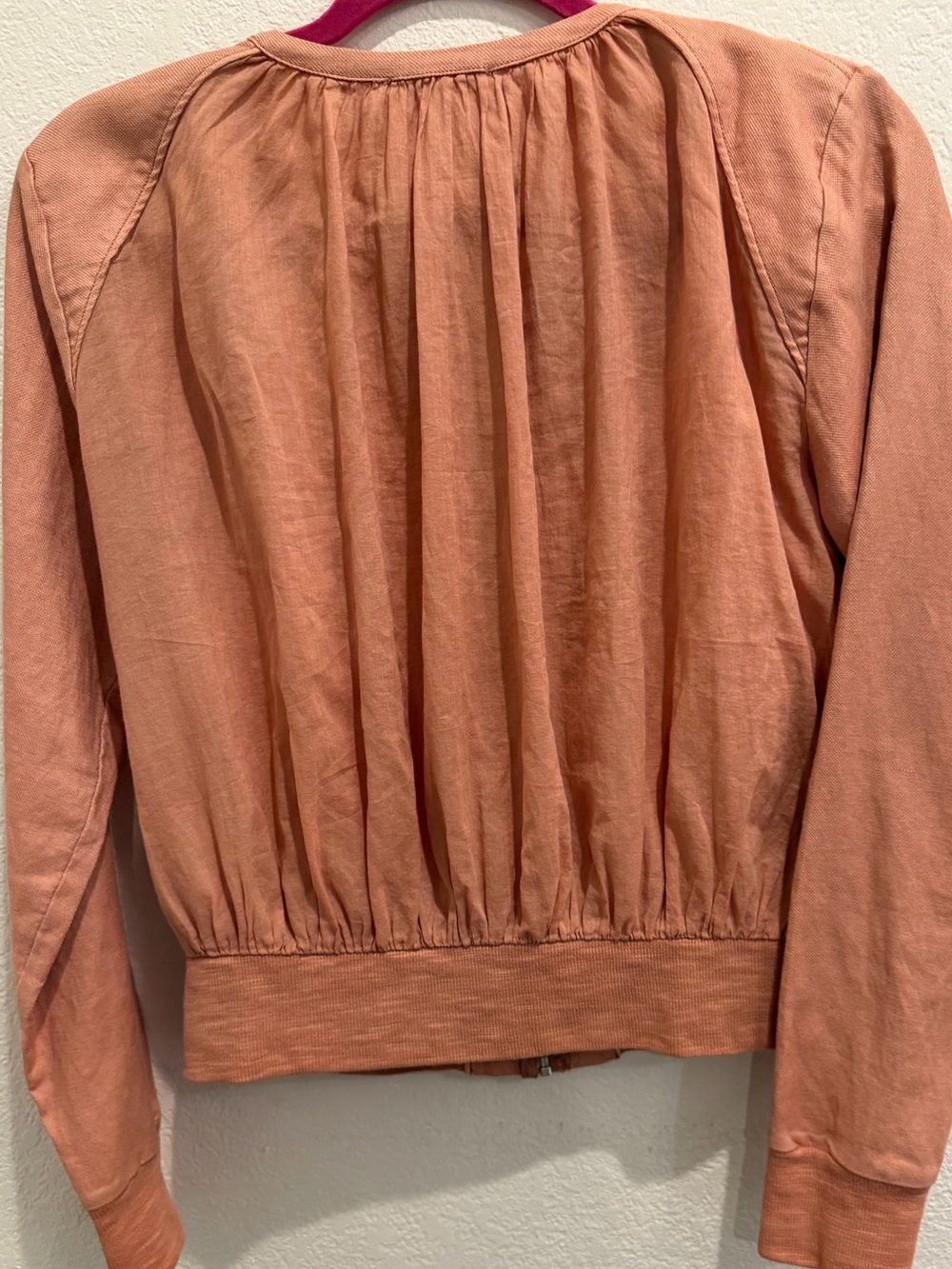 Anthropologie Hei Hei Hilltop Cropped Bomber Jacket Peach Apricot Small - Picture 3 of 8